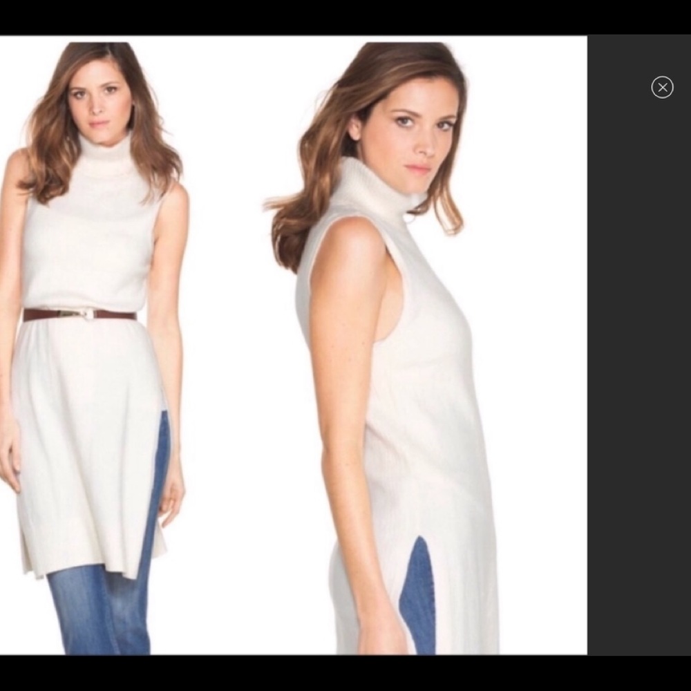 [WHBM] White Turtleneck Tabard Sweater-Small